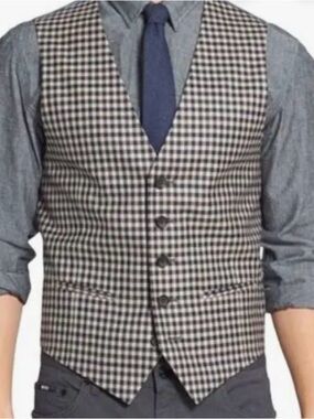 Men's Checked Waistcoat Vest in Black and White